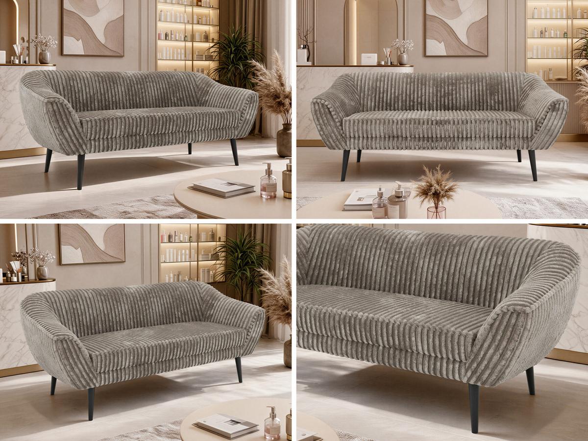 3-SITZER-SOFA PIRS - Hellbraun Cord - Schwarze Beine - Hellbraun/Schwarz, Holzwerkstoff/Textil (180/75/74cm) - MKS