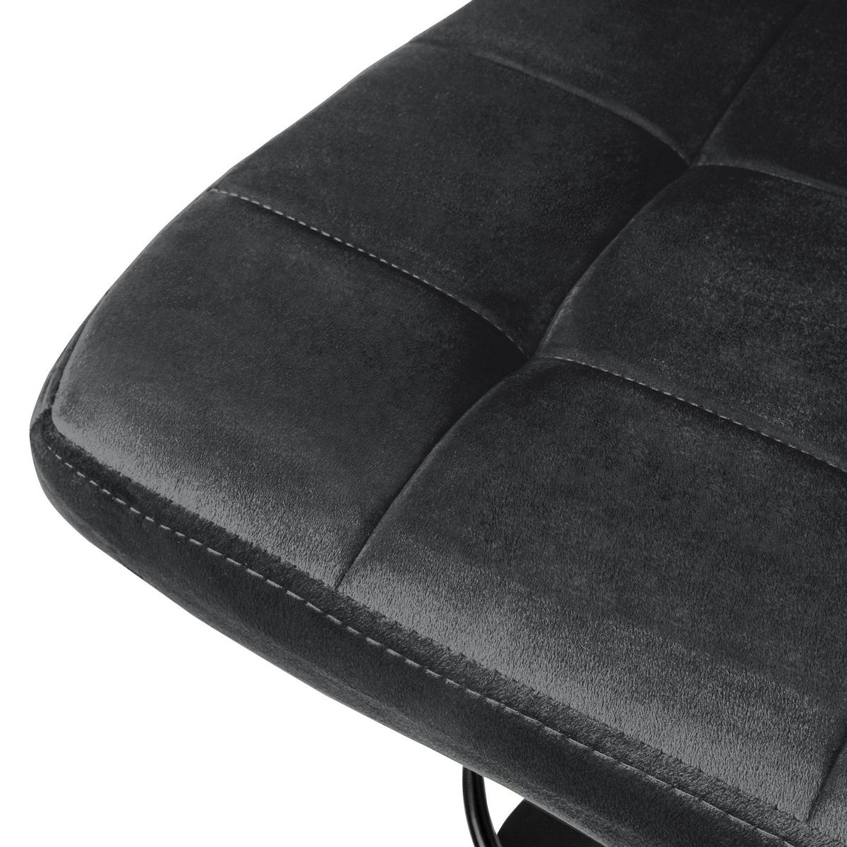 BARHOCKER 2er Set Grau aus Samt höhenverstellbar/drehbar - Schwarz/Grau, Textil/Metall (50/112/45cm) - ML-DESIGN
