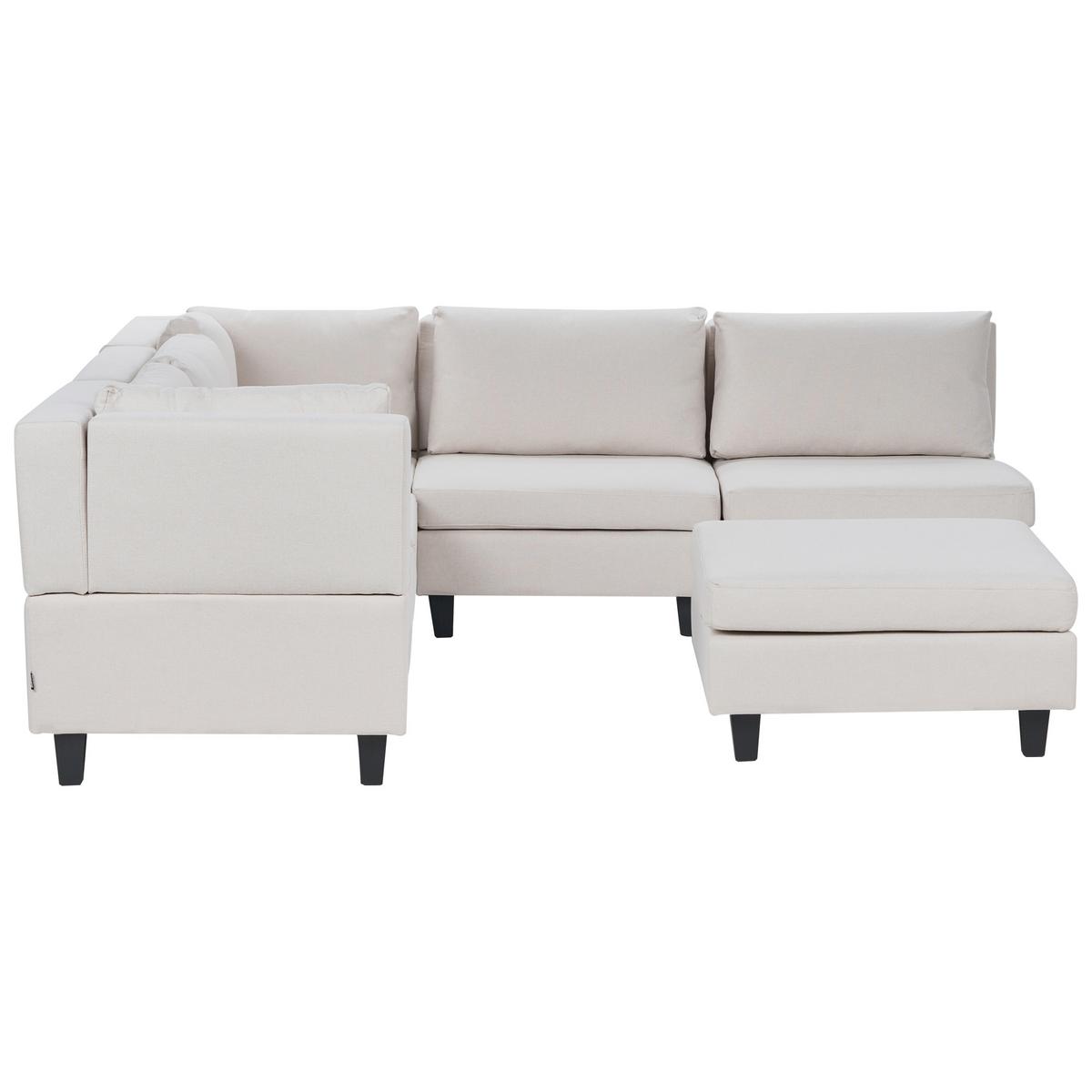 ECKFSOFA Modul 5-Sitzer rechtsseitig Hellbeige Stoff mit Ottomane Unstad - Beige/Schwarz, Textil (228/228cm) - Beliani