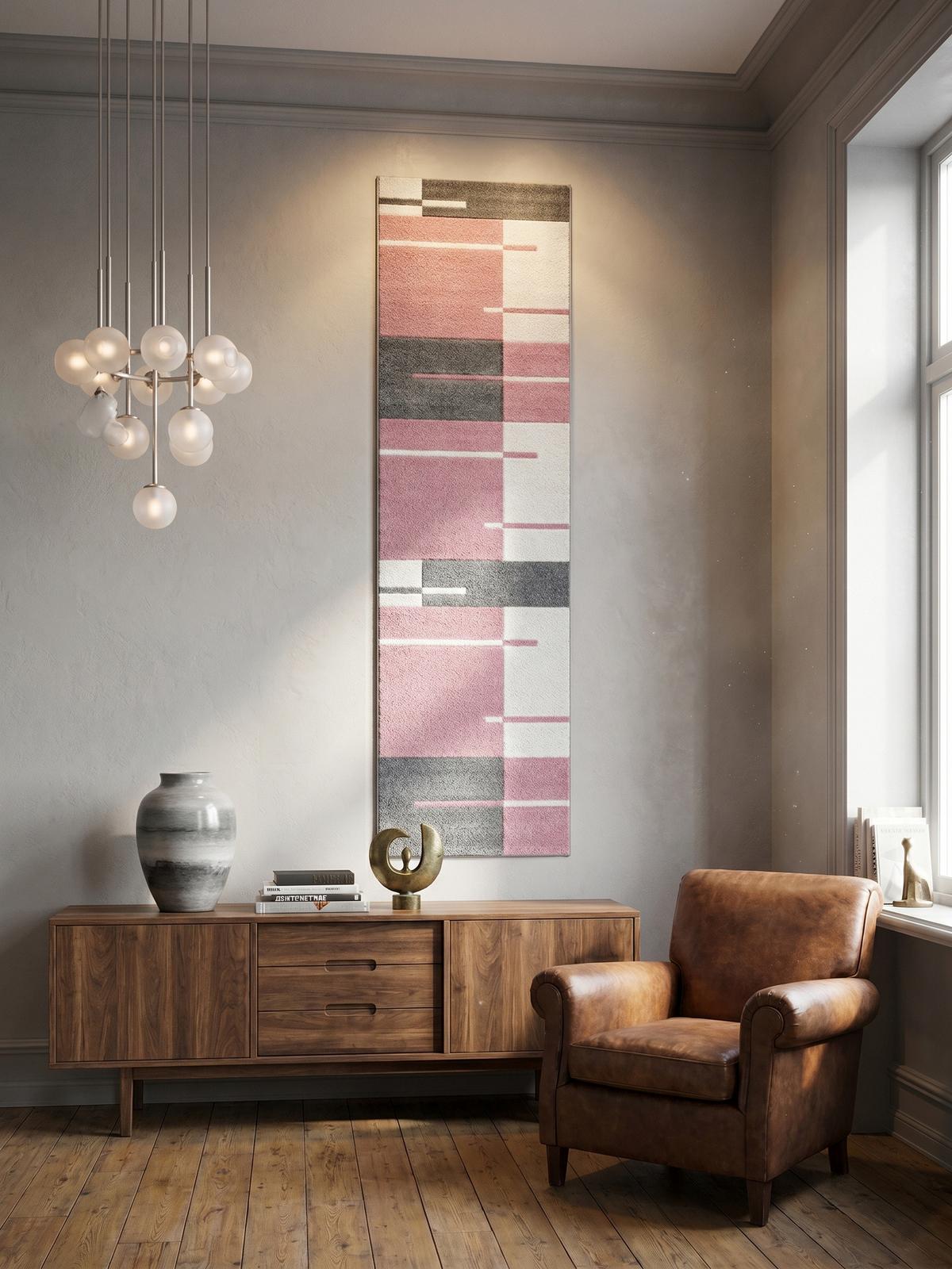 KURZFLORTEPPICH LATEMAR, kariert, Rosa, 80 x 300 cm - Rosa, Textil (300/80cm) - KADIMA DESIGN