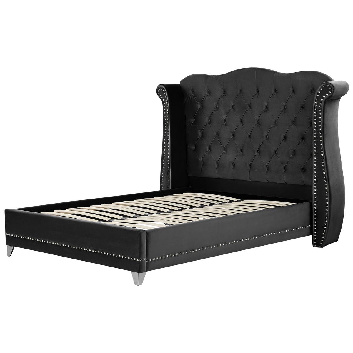 POLSTERBETT 160/200cm Schwarz Ayette - Schwarz, Textil (160/200cm) - Beliani