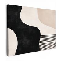 LEINWANDBILD Abstrakt - Japandi - Beige - Modern Wandbild 40x30 cm - Schwarz, Textil (40/30cm) - MuchoWow