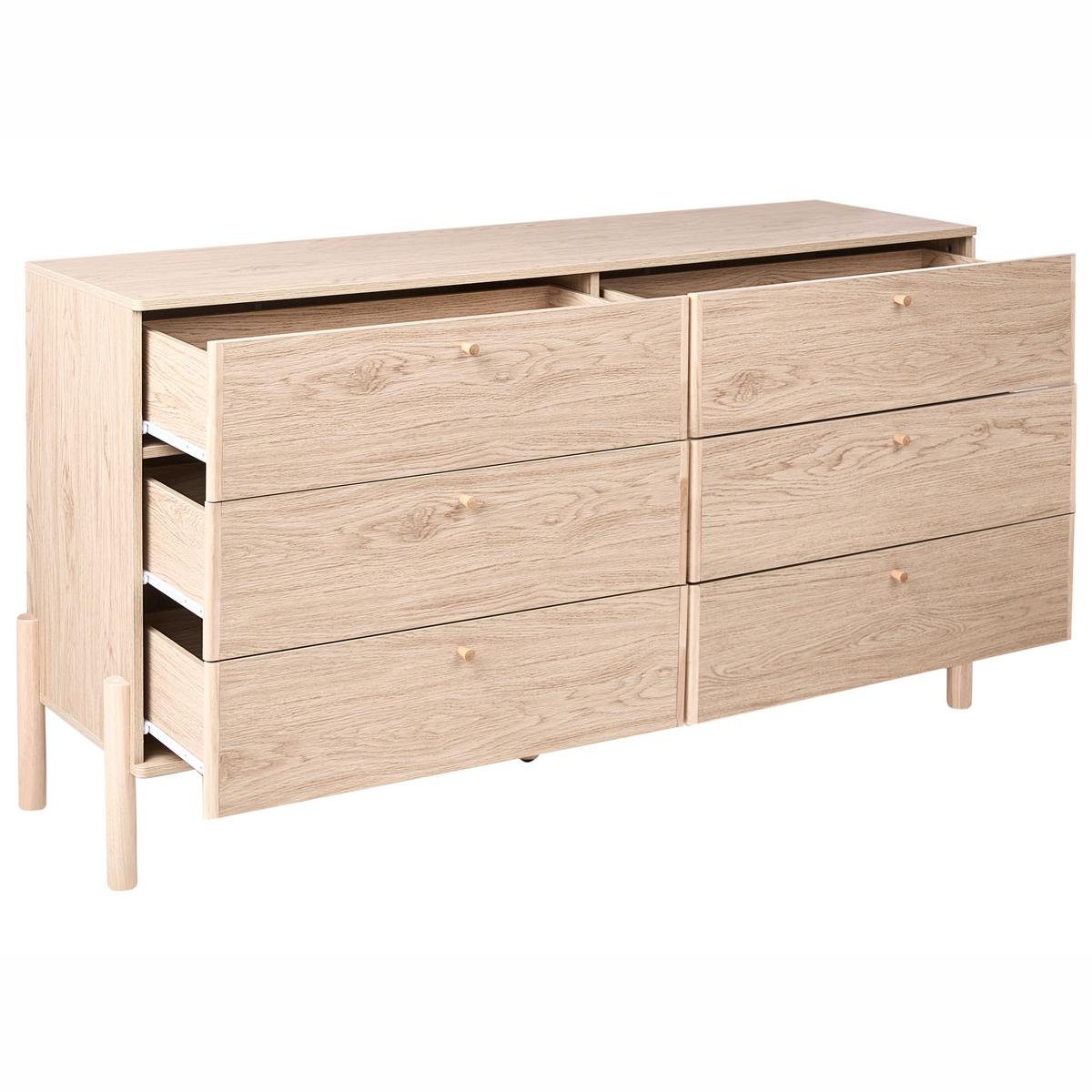 KOMMODE mit 6 Schubladen Hellbraun Collins - Hellbraun, Holzwerkstoff (156/86/46cm) - Beliani