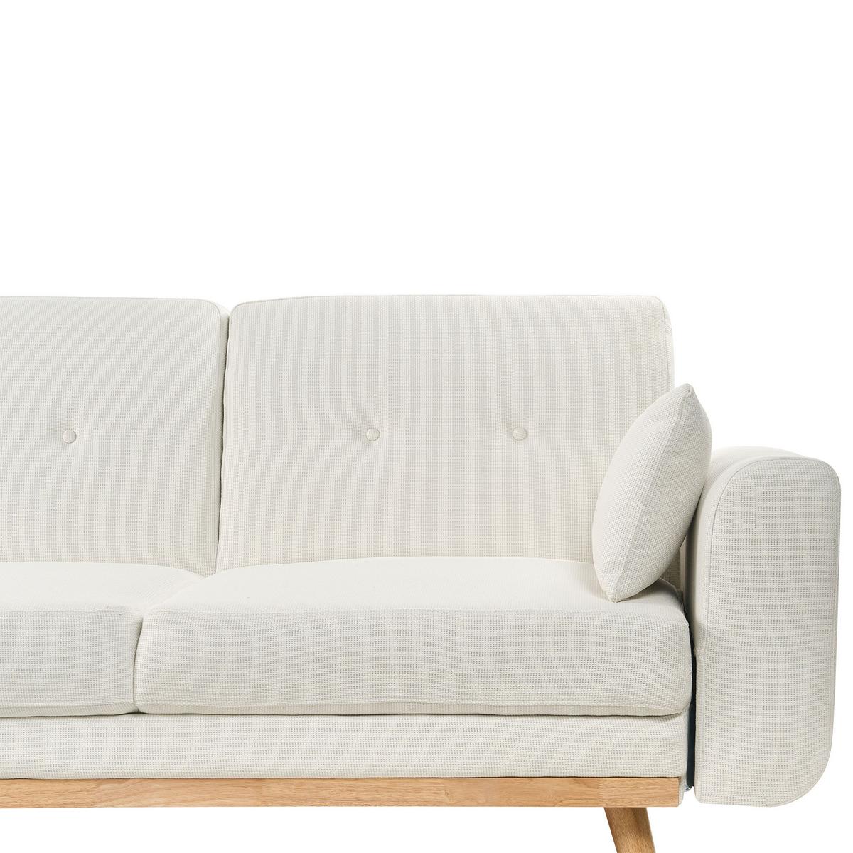 ECKSCHLAFSOFA 3-Sitzer Stoff Weiß rechtsseitig Kaarina - Hellbraun, Textil (260/152cm) - Beliani