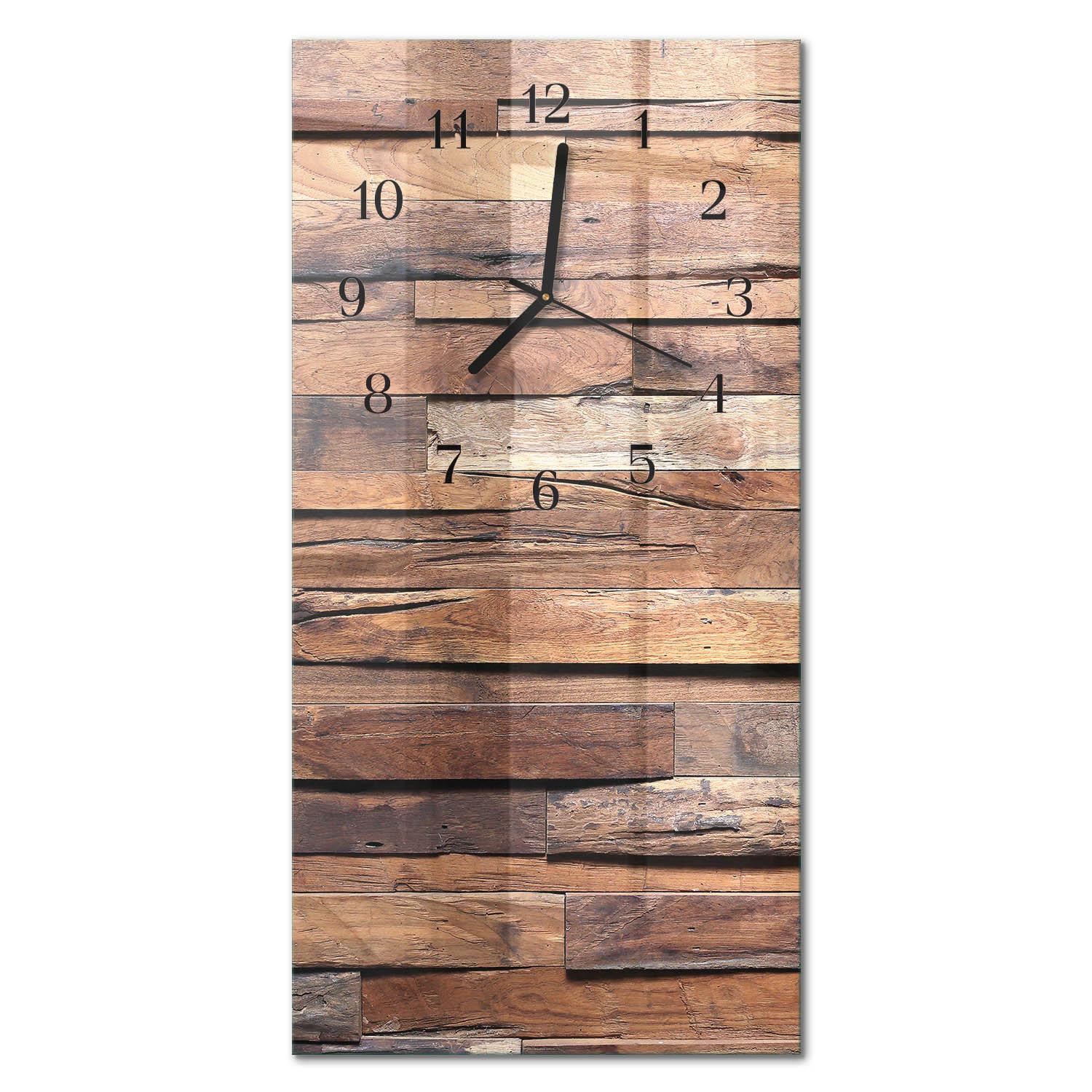 WANDUHR aus Glas 30x60 cm - Holz - Braun, Glas (30/60/0.4cm) - TULUP