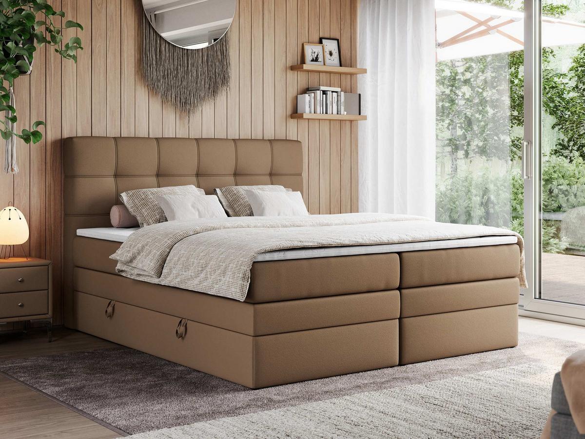 BOXSPRINGBETT ERNI KING 140/200 Braun Kunstleder - H3 - Braun, Holz/Textil (140/200cm) - MKS
