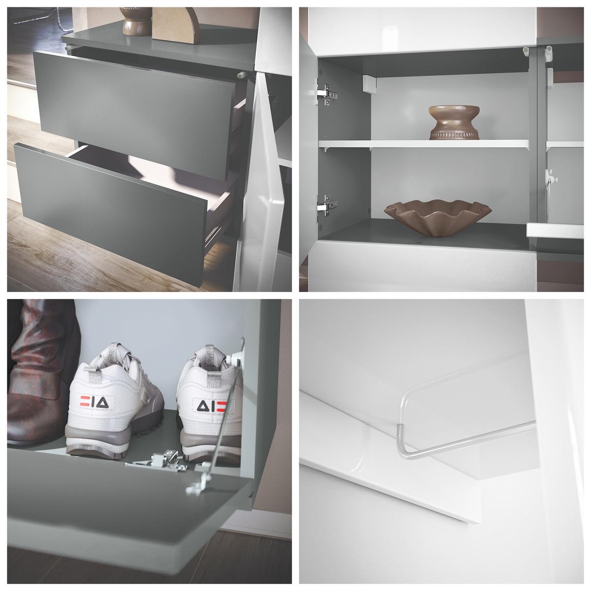 GARDEROBE DualVista Weiß Hochglanz - Weiß Hochglanz, Holzwerkstoff (208/193/35cm) - Vladon