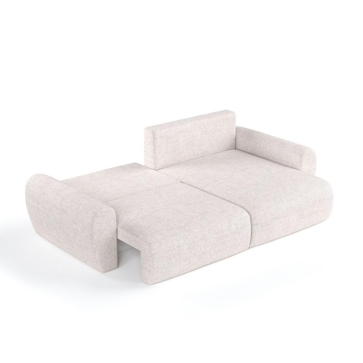 ECKSOFA OMARI mit Schlaffunktion Hellbeige im Neve Stoff - Sandfarben/Schwarz, Holz/Holzwerkstoff (253/153cm) - AltaBeds