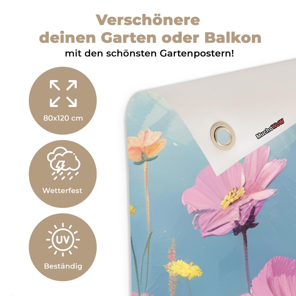 GARTENPOSTER Blumen - Natur - Botanik - Kunst Outdoor Bilder 80x120 cm - Hellblau, Kunststoff (80/120/0.2cm) - OnlyWow