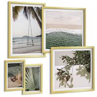 BILDER SET 5er Set - 50x50 cm & 20x30 cm & 40x60 cm Goldrahmen - Strandschaukel-Blätterurlaub - Goldfarben, Kunststoff (40/60cm) - TULUP