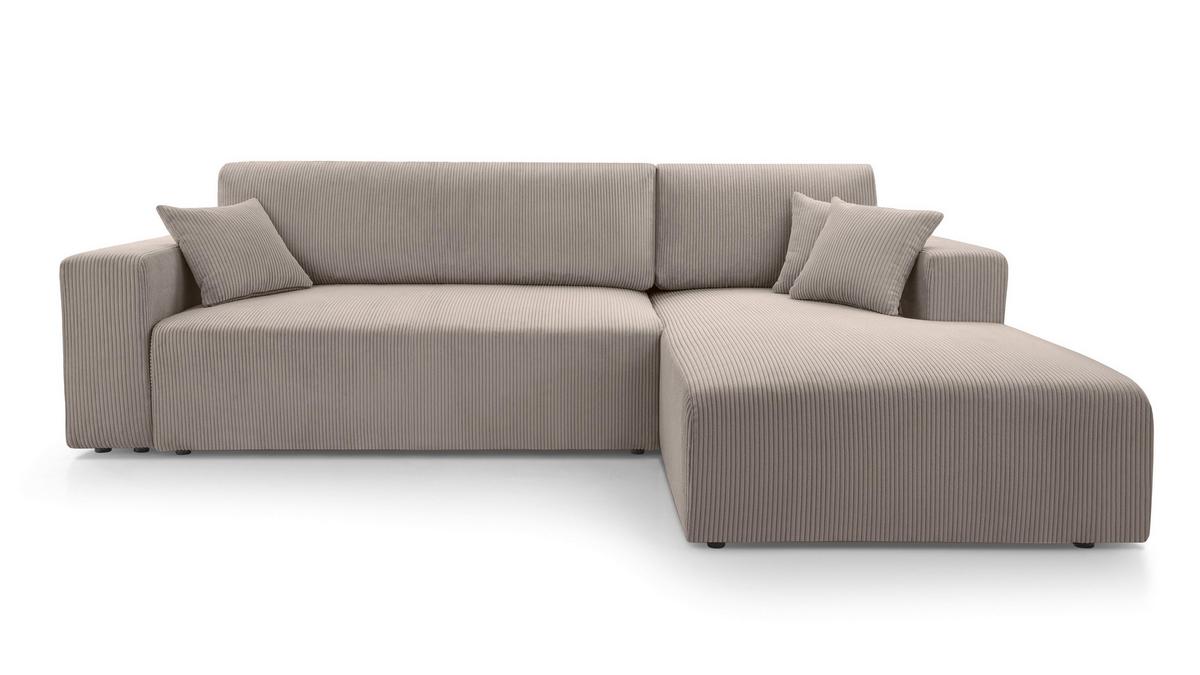 ECKSOFA L Form Catea Beige 279/145/84 cm Rechts mit Schlaffunktion - Beige/Schwarz, Kunststoff/Textil (279/145cm) - AX Living