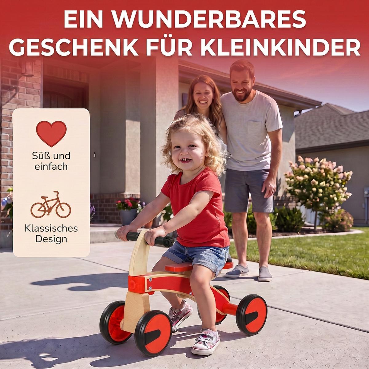 KINDER-RUTSCHAUTO Buchenholz Sperrholz Rot - Rot, Holz (52/33/38.5cm) - AIYAPLAY