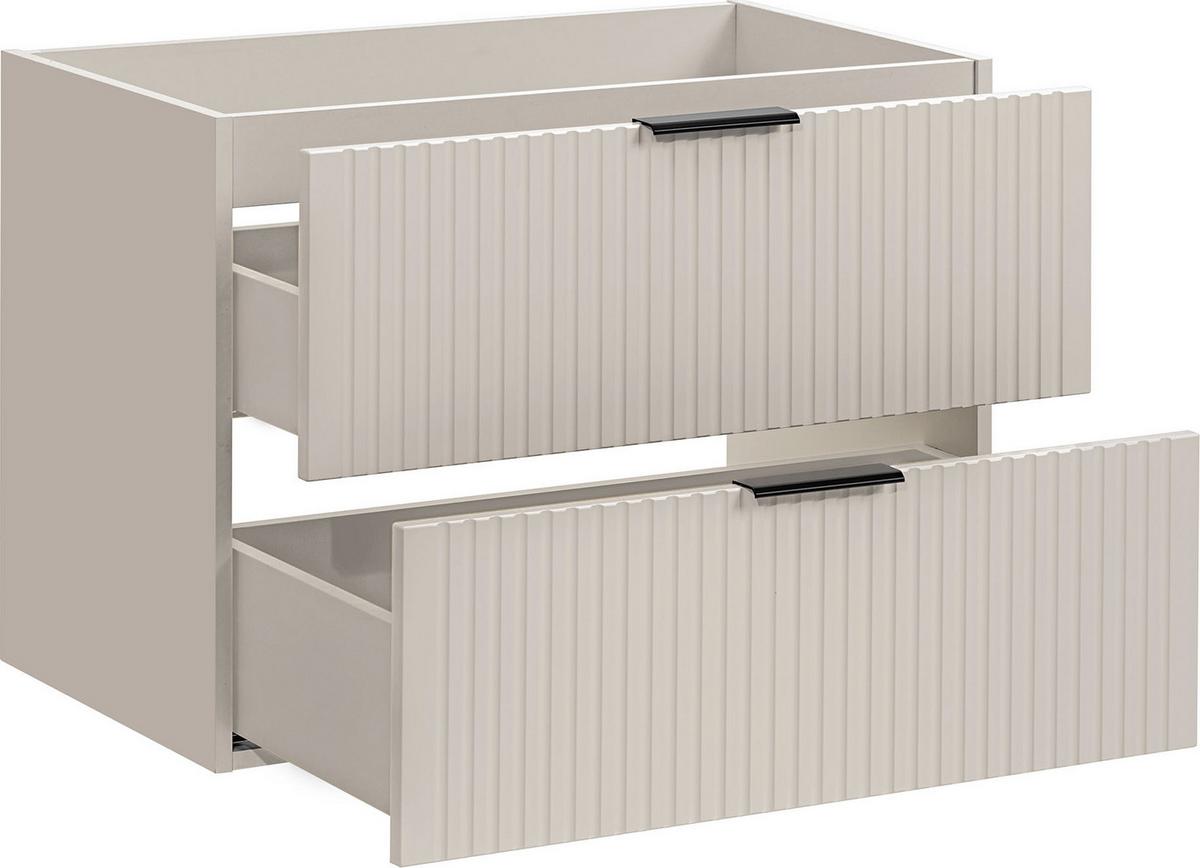 WASCHBECKENUNTERSCHRANK Niva hängend mit Rillenfronten in matt Kaschmir, 80/57/46 cm - Kaschmir/Multicolor, Holzwerkstoff/Kunststoff (80/57/46cm) - WFL GROUP