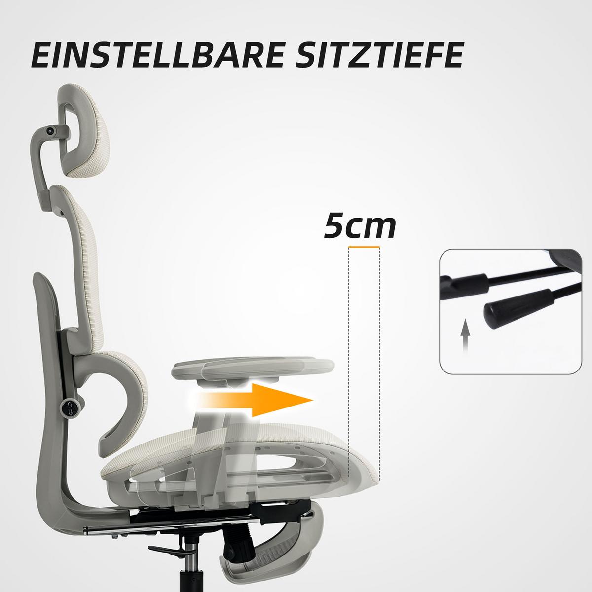 BÜROSTUHL mit Wippfunktion Liegefunktion Ergonomisch Höhenverstellbar Beige - Beige/Schwarz, Kunststoff/Textil (64/122/66cm) - HOMCOM