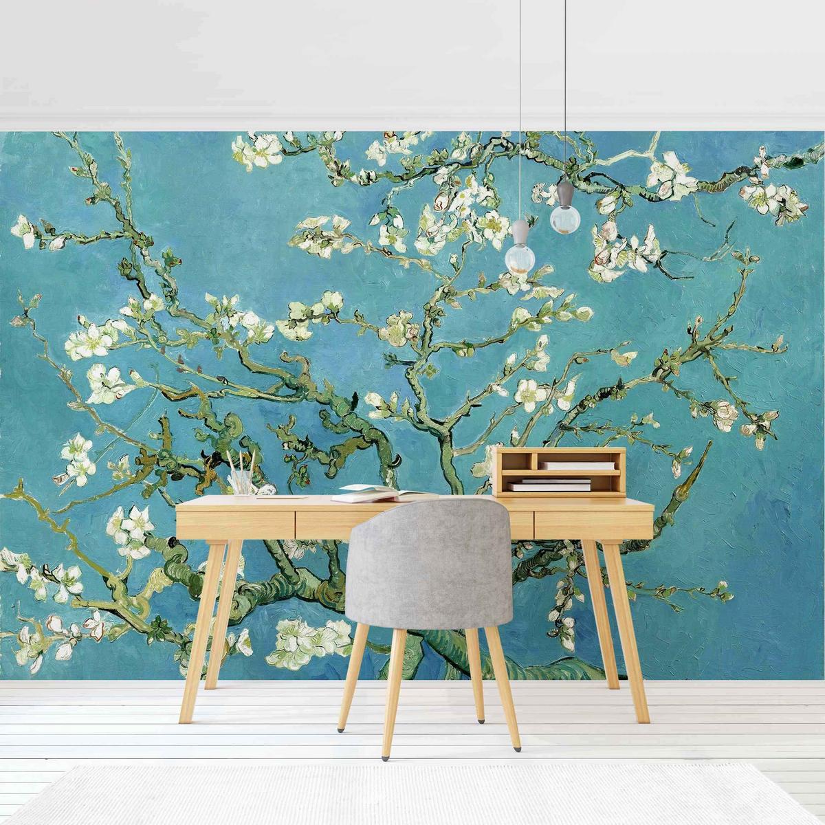 FOTOTAPETE Vincent van Gogh - Mandelblüte 336/225 cm - Blau, Papier (336/225cm) - Bilderwelten