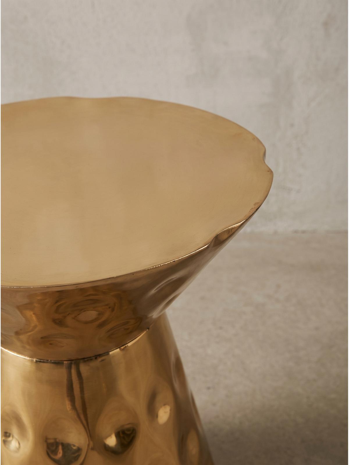 BEISTELLTISCH MAYENNE, Aluminium, handgefertigt, Gold, Ø 36 x 51 cm - Goldfarben, Metall (36/36/51cm) - KADIMA DESIGN