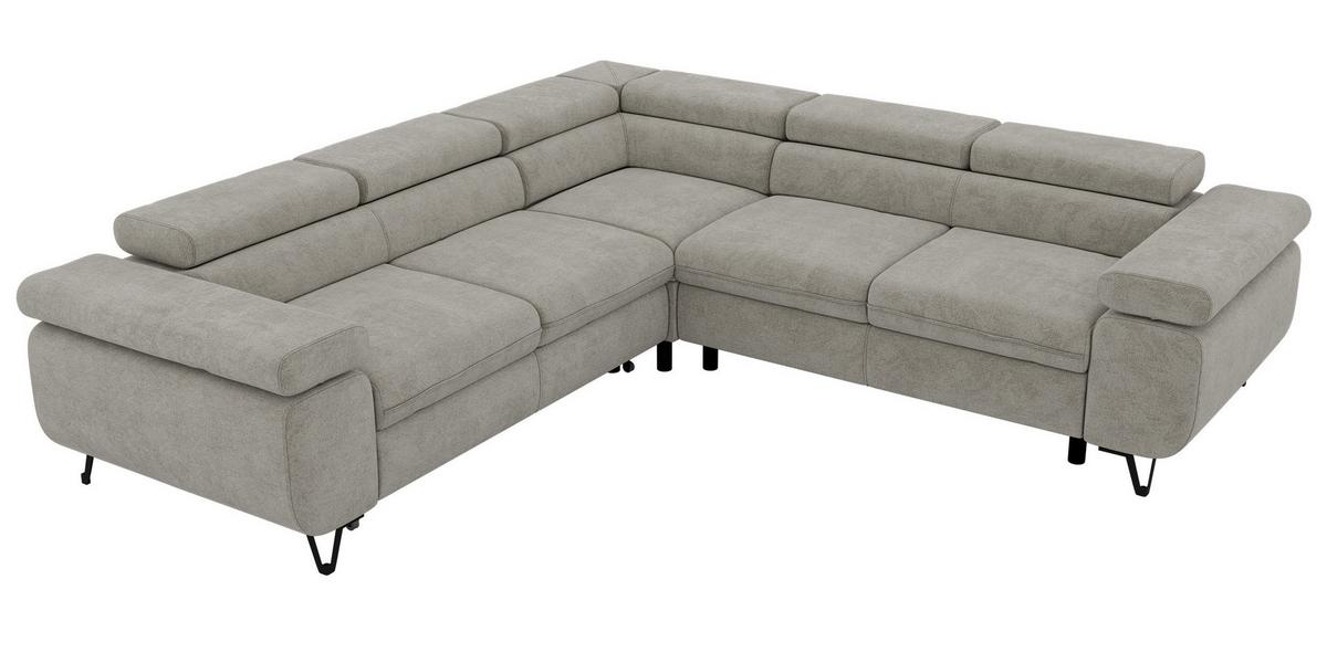 ECKSOFA QUADRO L - Hellgrau Stukture - Rechts Seite - Hellgrau/Schwarz, Textil/Metall (269/269cm) - MKS