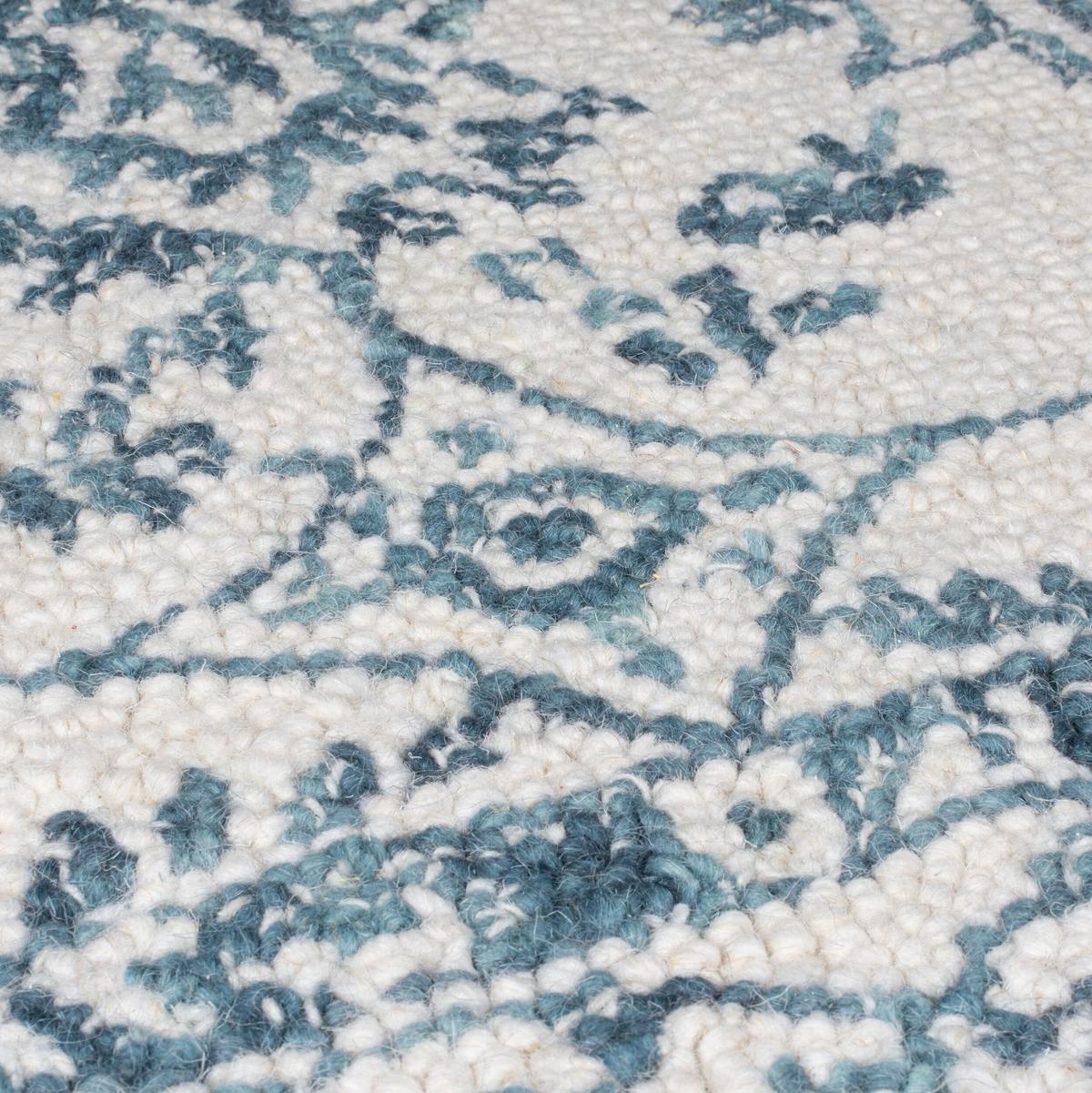 WOLLTEPPICH SOAR, im Vintage-Stil, Türkis-Beige, 120 x 170 cm - Blau, Textil (120/170cm) - KADIMA DESIGN