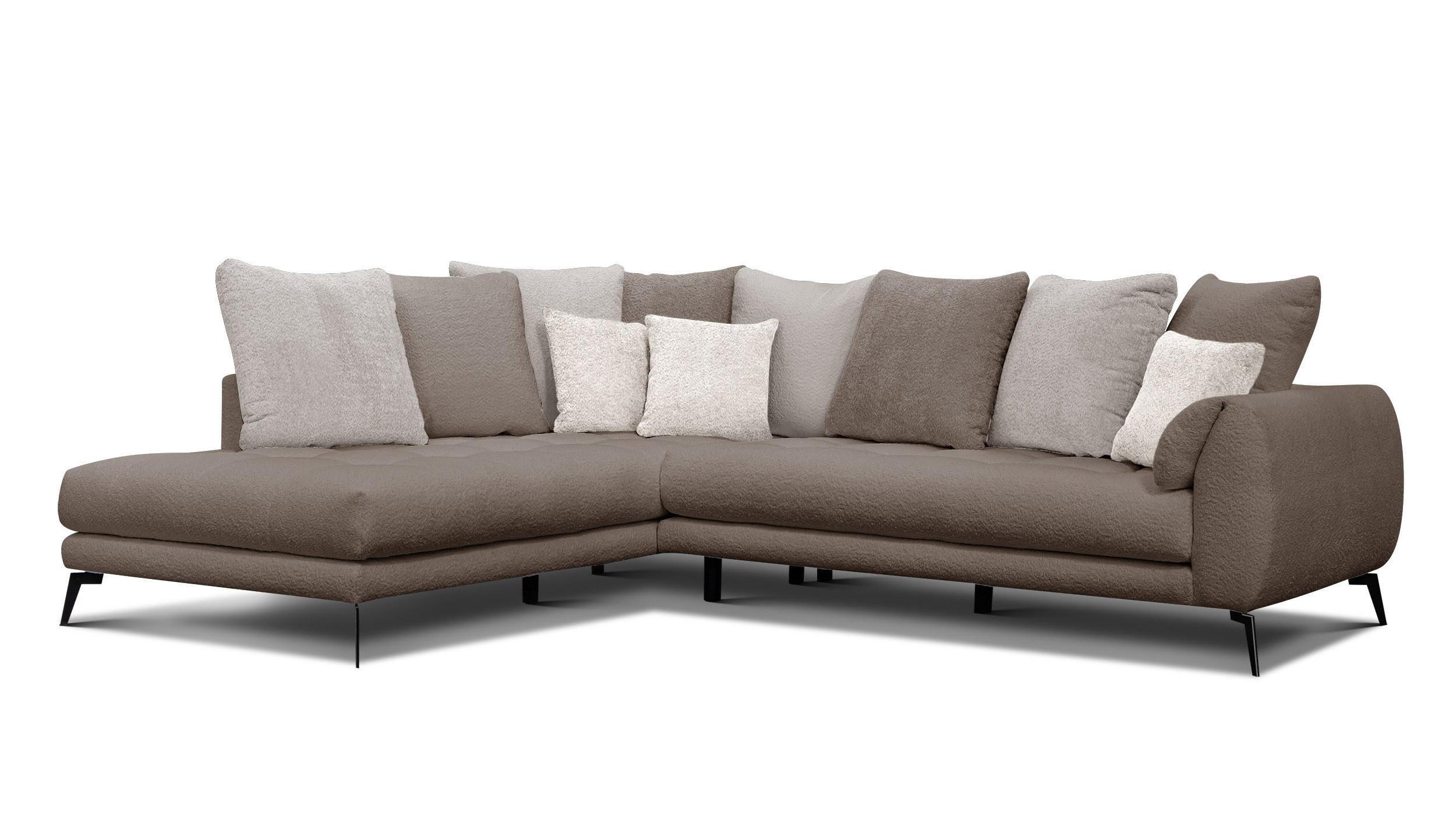 ECKSOFA CALME 5-Sitzer, beige und écru - Beige/Schwarz, Holz/Textil (294/229cm) - Wozimo