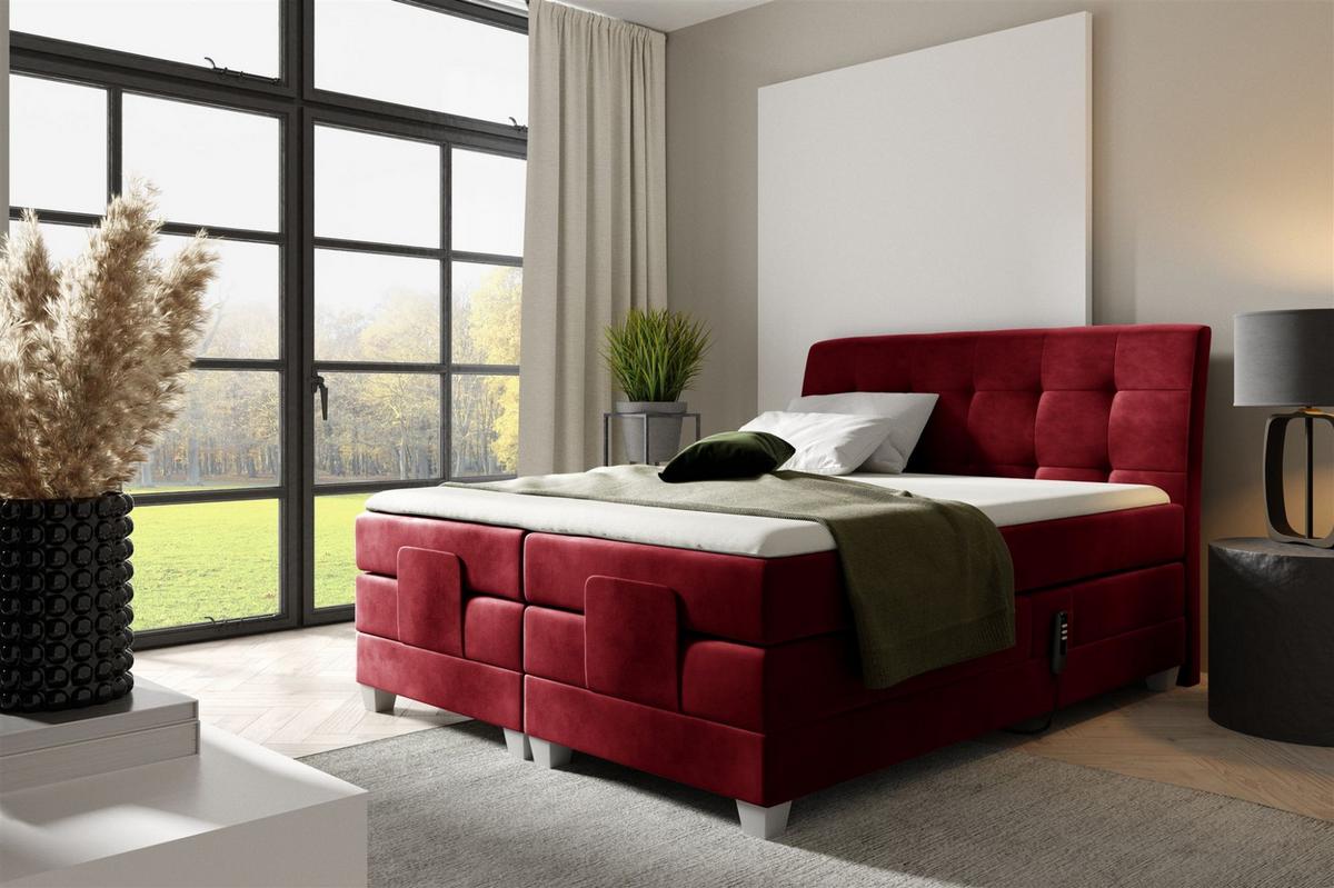BOXSPRINGBETT Elektrisch Franco - Rot, Holzwerkstoff/Textil (160/200cm) - Fun Möbel