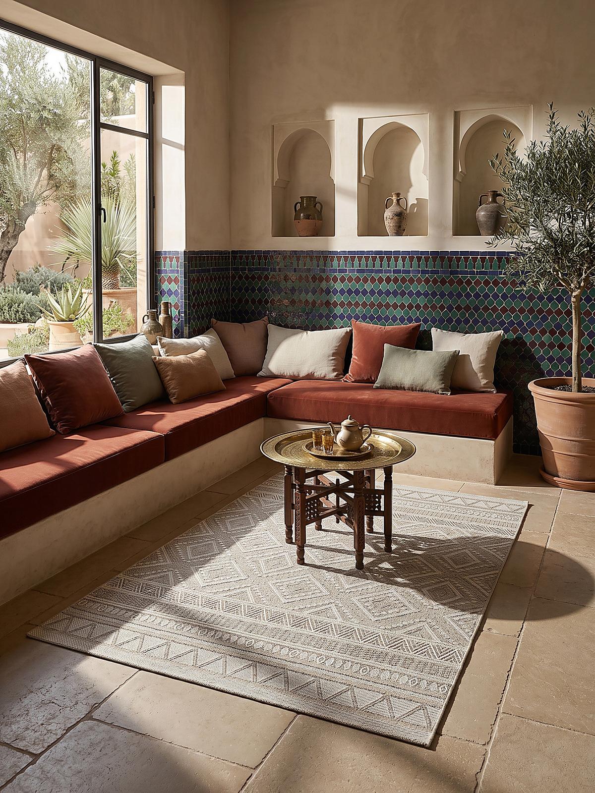TEPPICH Flachgewebe ESERA Ethno-Rauten Polypropylen Beige 200 x 280 cm - Beige, Textil (200/280cm) - KADIMA DESIGN
