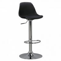 BARHOCKER Lederoptik Verchromt Drehbar BERN, Schwarz 40x40x104 cm - Silberfarben/Schwarz, Kunststoff/Textil (40/104/40cm) - KADIMA DESIGN