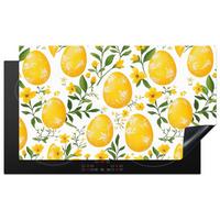 HERDABDECKPLATTE Blumen - Ostereier - Gelb Induktionsschutz 91.2x52 cm - Gelb, Kunststoff (91.2/52/0.2cm) - MuchoWow