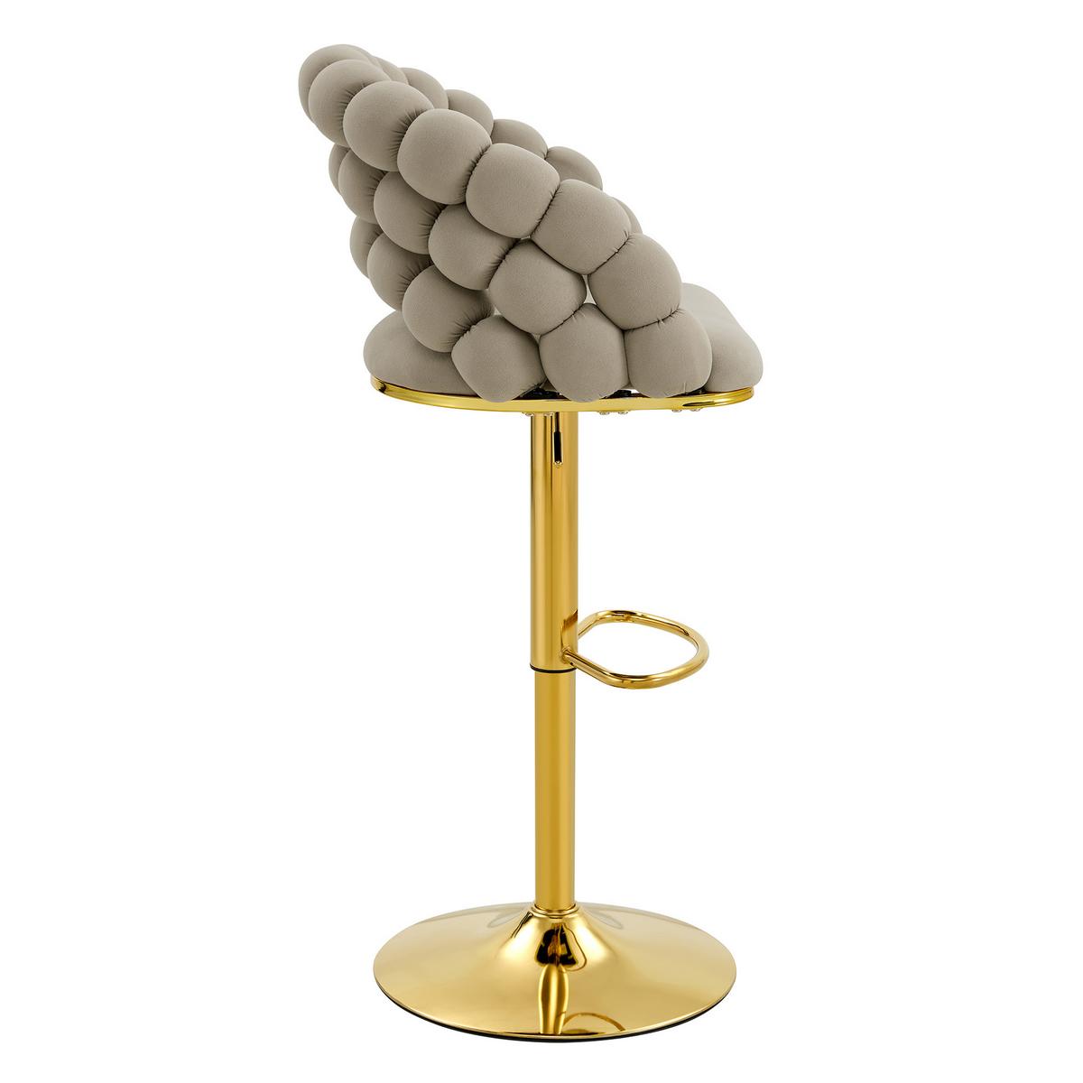 BARHOCKER 2er-Set aus samt mit gold-gestell, kugelketten-rückenlehne und höhenverstellbar - Grau, Textil (45/112/52cm) - Urban Meuble