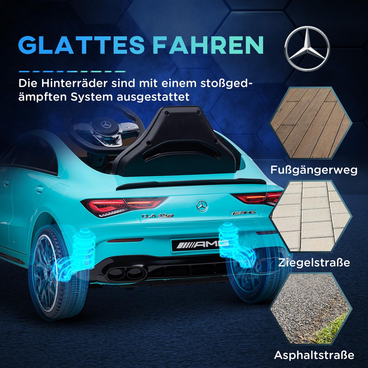 KINDER Elektroauto 12 V Kinderauto mit 2,4G Fernbedienung, USB-, MP3-Anschluss - Blau, Metall (110/61/45cm) - AIYAPLAY