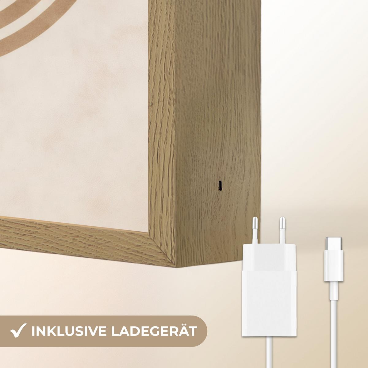 WANDLEUCHTE MIT AKKU Symmetrische Biegung - kupferfarbig 30x40 cm - Beige, Holzwerkstoff (30/40/8cm) - OnlyWow