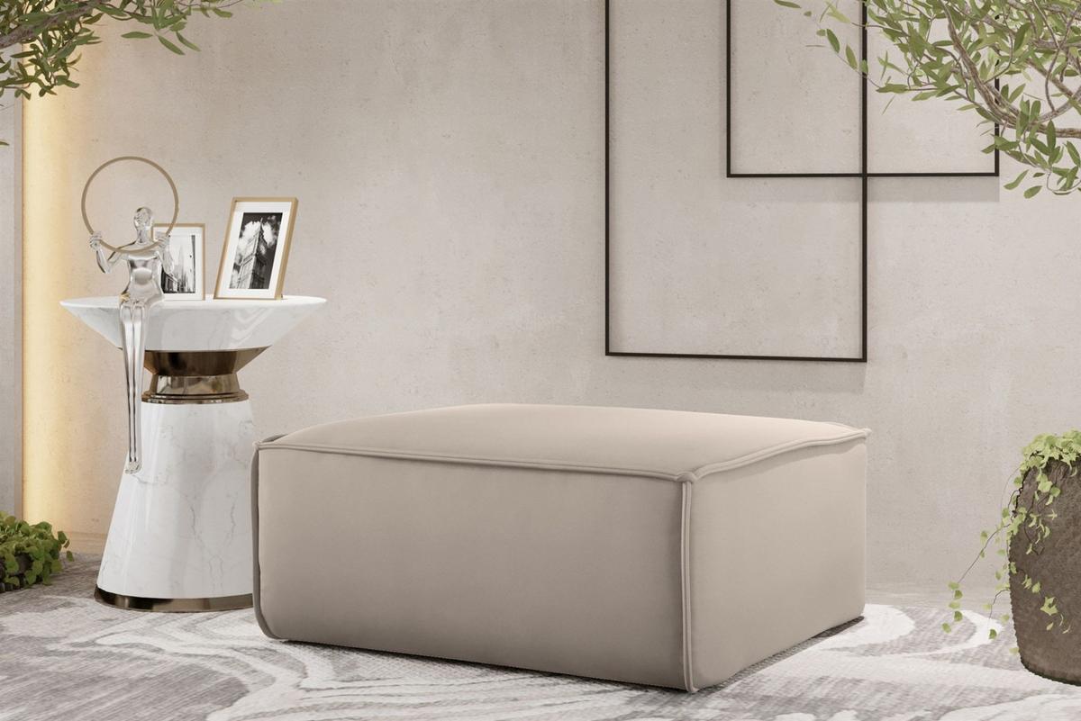 POLSTERHOCKER Celes Premium Opera Velvet - Sandfarben, Holzwerkstoff/Textil (105/40/105cm) - Fun Möbel