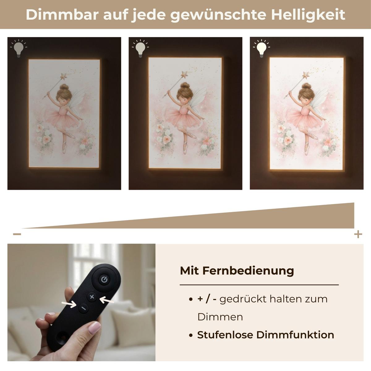 NACHTTISCHLAMPE MIT AKKU Ballerina - Fee - Blumen - Rosa 70x100 cm - Rosa, Holzwerkstoff (8/70/100cm) - OnlyWow