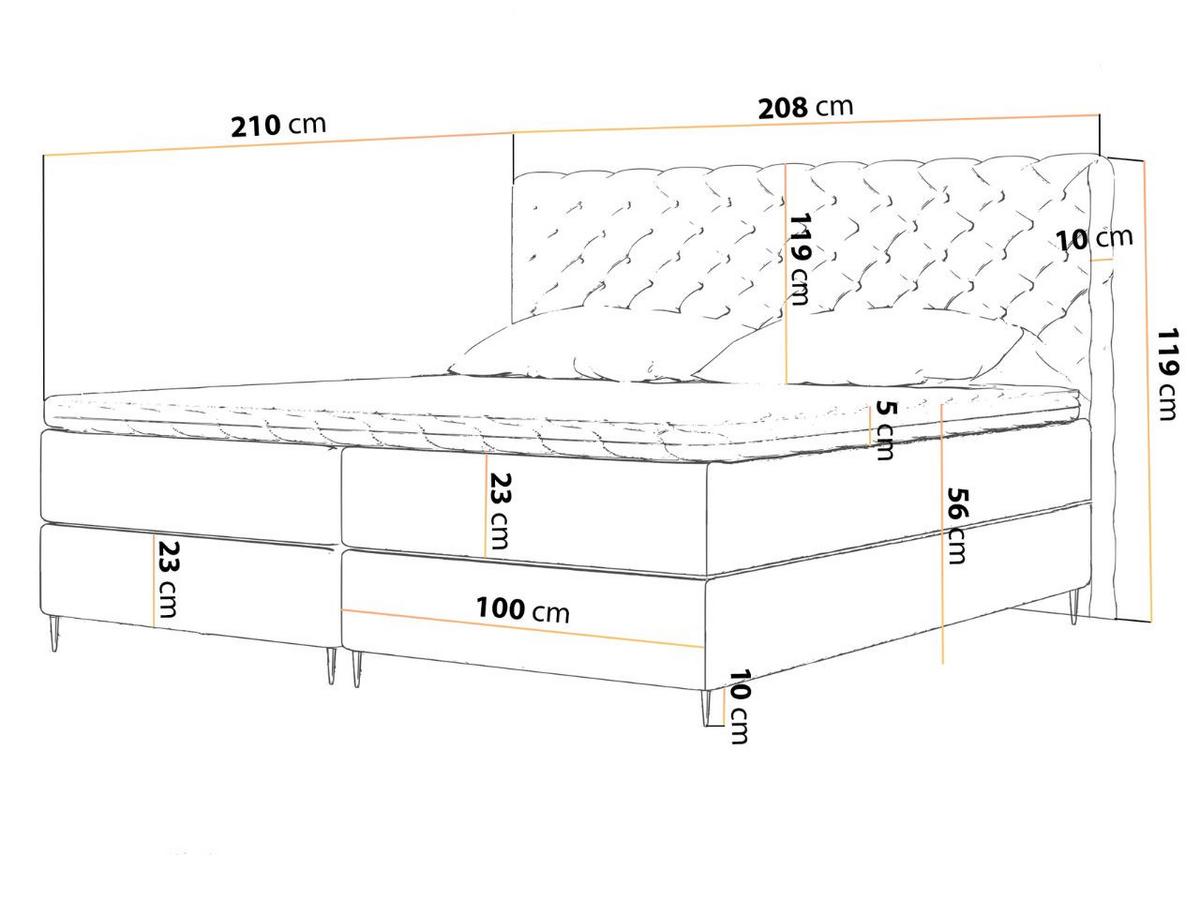 BOXBETT Bergamo 200x200 Hellgrau - Hellgrau/Schwarz, Holz/Textil (200/200cm) - Graingold
