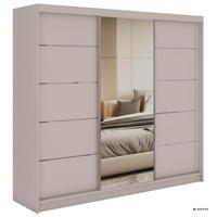SCHWEBETÜRENSCHRANK mit Schubladen 240 - SKORIA - Kaschmir mit Spiegel - Kaschmir/Alufarben, Holzwerkstoff/Metall (240/216/61cm) - MKS