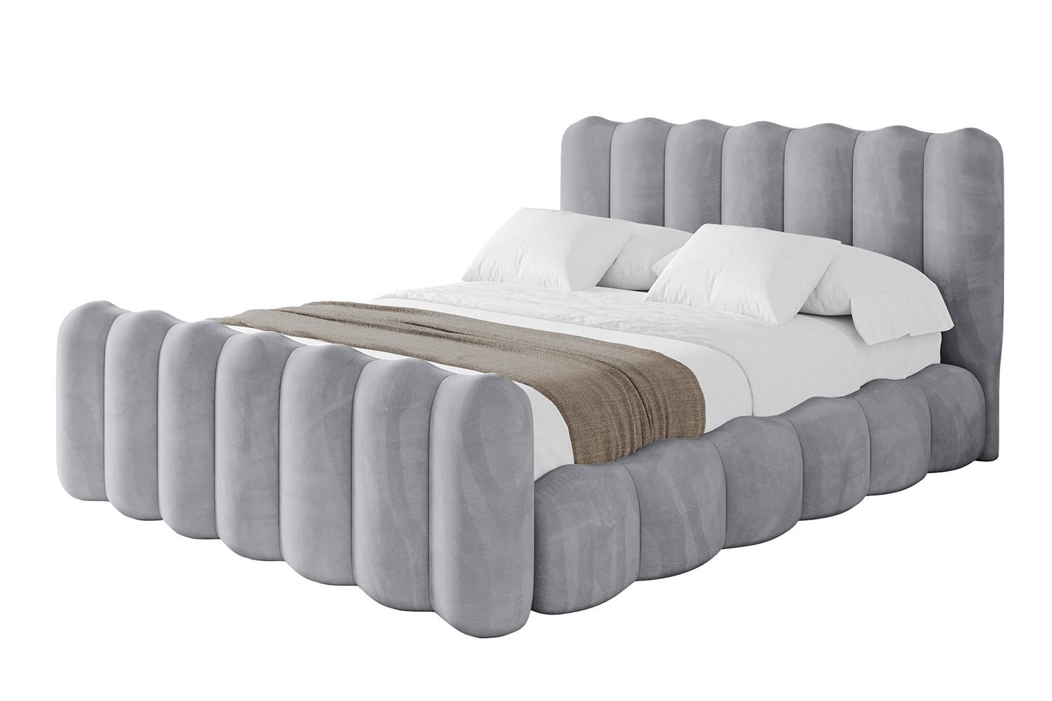 POLSTERBETT mit Bettkasten, Fußteil und Lattenrost, Bett mit Matratze H3/H4 - SORA-Z 180x200 Hellgrau - Hellgrau, Holzwerkstoff/Textil (180/200cm) - ALTDECOR