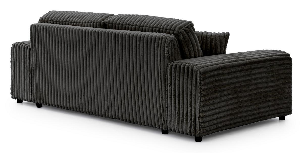 3-SITZER-SOFA Mollis Dunkelgrau Plüschcord - Dunkelgrau/Schwarz, Holz/Kunststoff (213/79/108cm) - S-Style