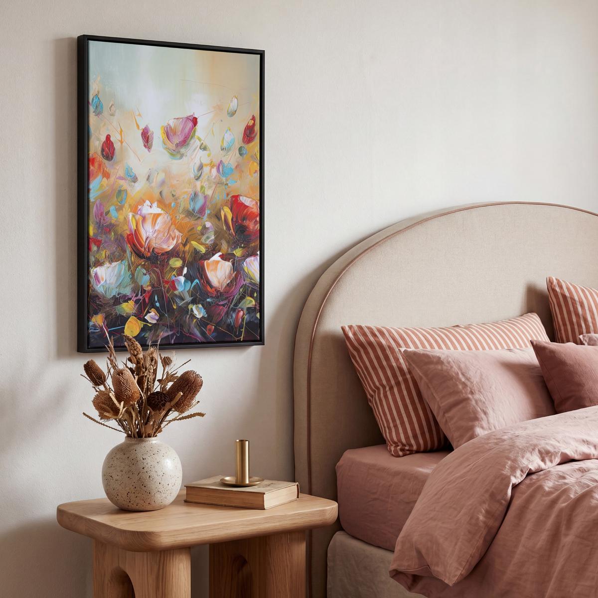 LEINWAND Bilder mit Rahmen - Blumen - Kunst - Natur - Ölgemälde - 40x60 - Multicolor, Textil (40/60cm) - MuchoWow