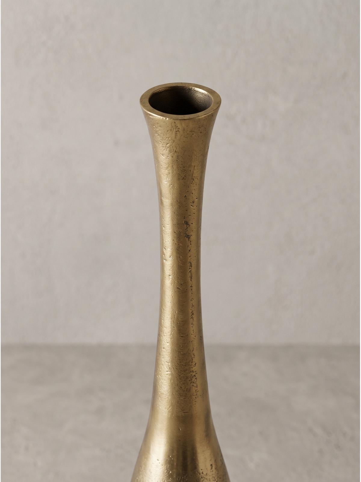 BODENVASE EBRO, Aluminium, handgefertigt, Gold, Ø 14 x 100 cm - Goldfarben, Metall (100cm) - KADIMA DESIGN
