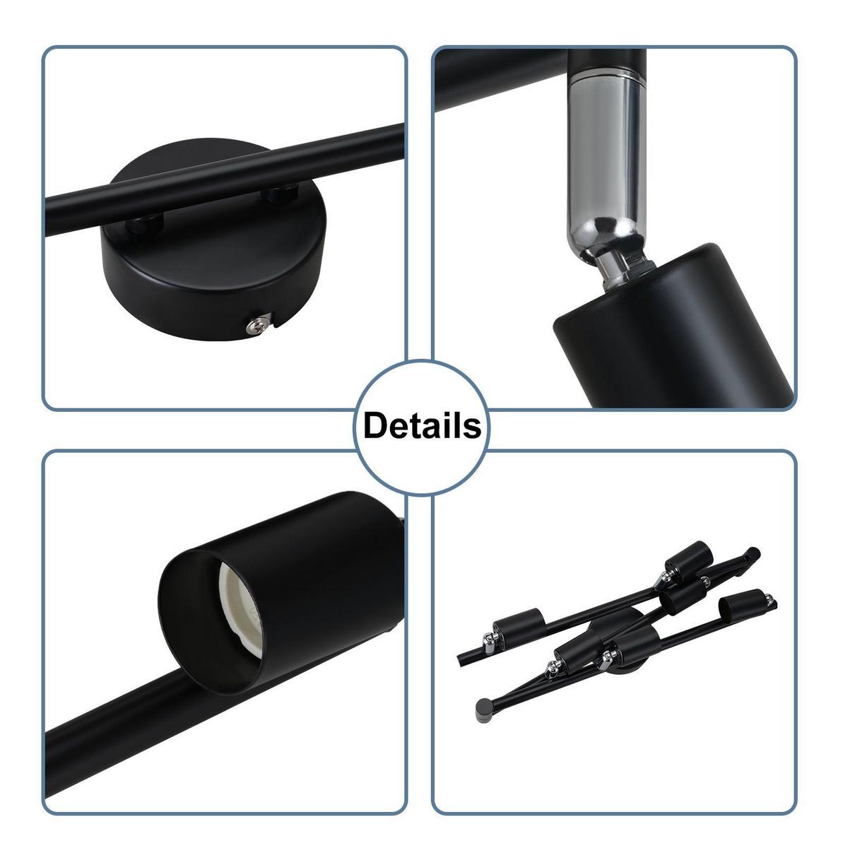 DECKENSTRAHLER Blitz 6-flammig 108/8/15 cm - Schwarz, Metall (108/8/15cm) - Nettlife