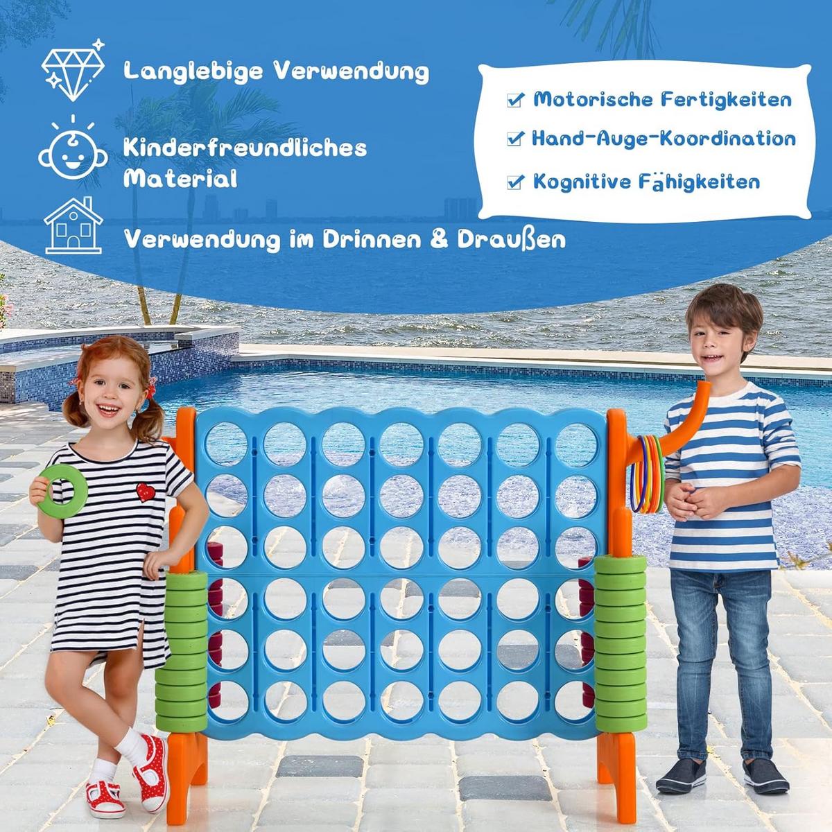 SPIELSET 4 in 1 Riesiges 4 Gewinnt Multicolor - Multicolor, Kunststoff (84/33cm) - COSTWAY