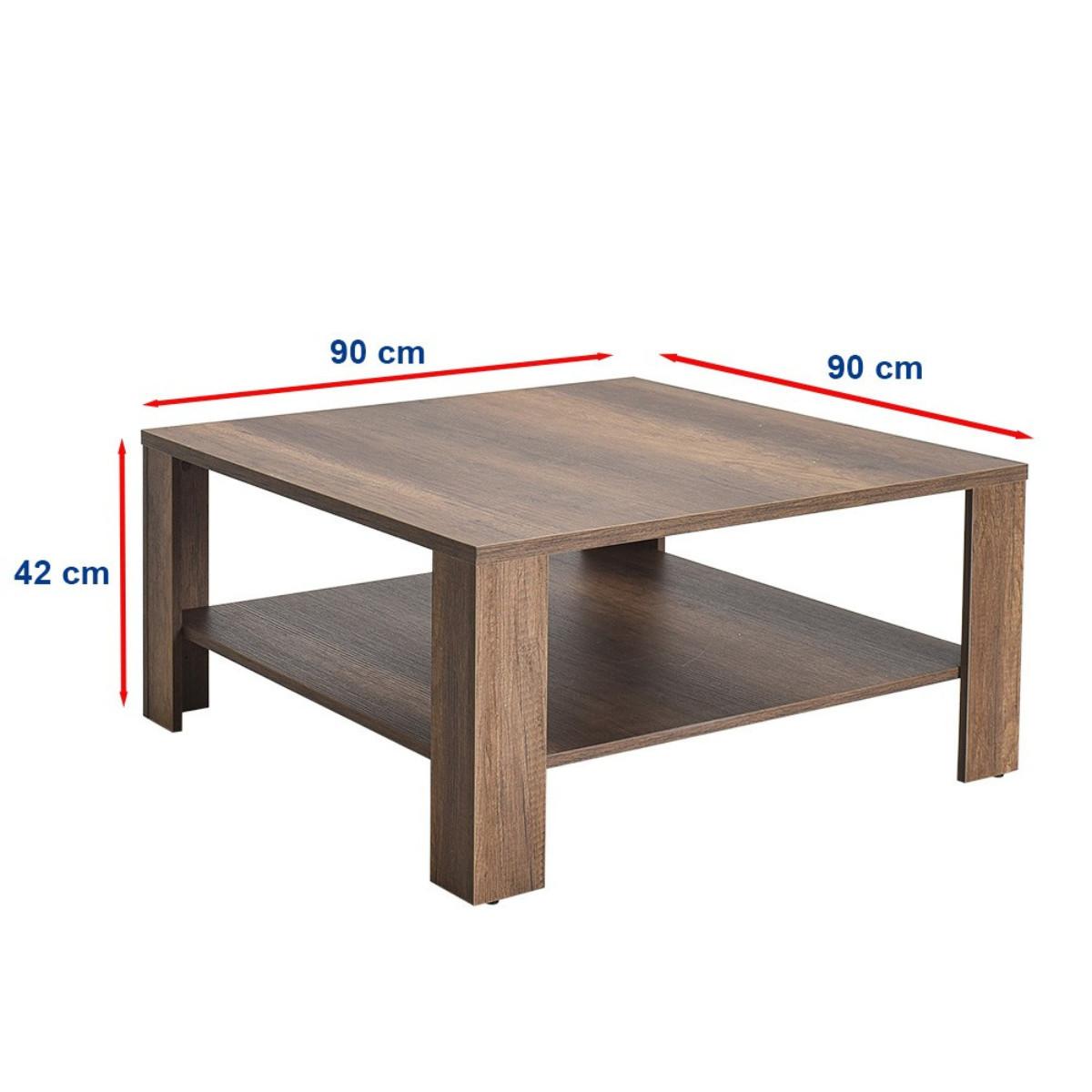 COUCHTISCH mit Ablagefach - lena 90/90/42 cm - Naturfarben, Holzwerkstoff (98/90/42cm) - Calicosy