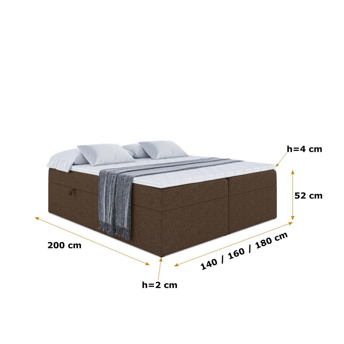 BOXBETT mit H3-Matratze und Lattenrost - MARCE BW - 140x200 Braun - Braun, Holzwerkstoff (140/200cm) - ALTDECOR