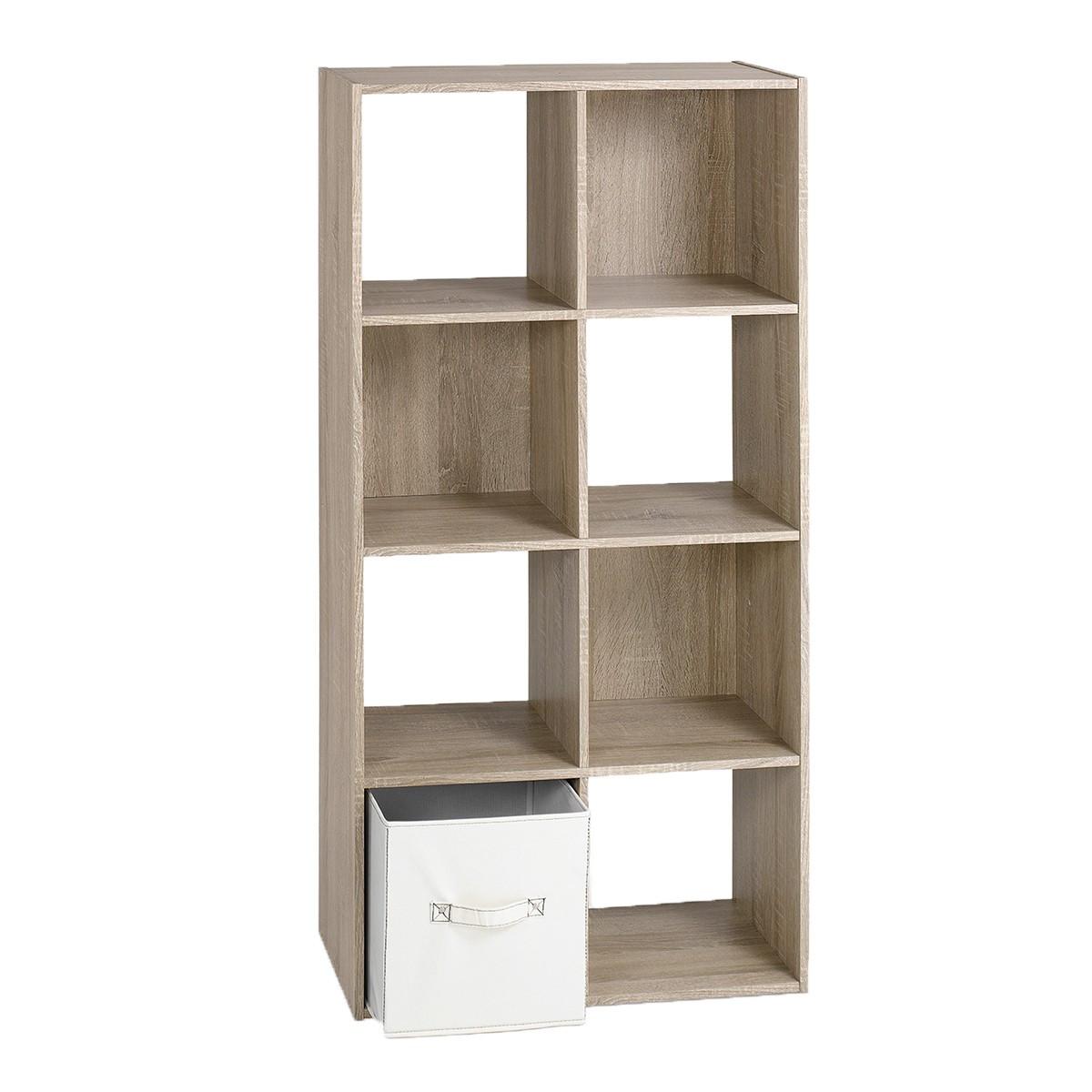REGAL zur Aufbewahrung mit 8 Fächern - L62 x H123 cm - Eschefarben, Holzwerkstoff (62/123/29.5cm) - Calicosy
