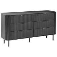 KOMMODE mit 6 Schubladen Schwarz Bradley - Schwarz, Holzwerkstoff (153/81/47cm) - Beliani