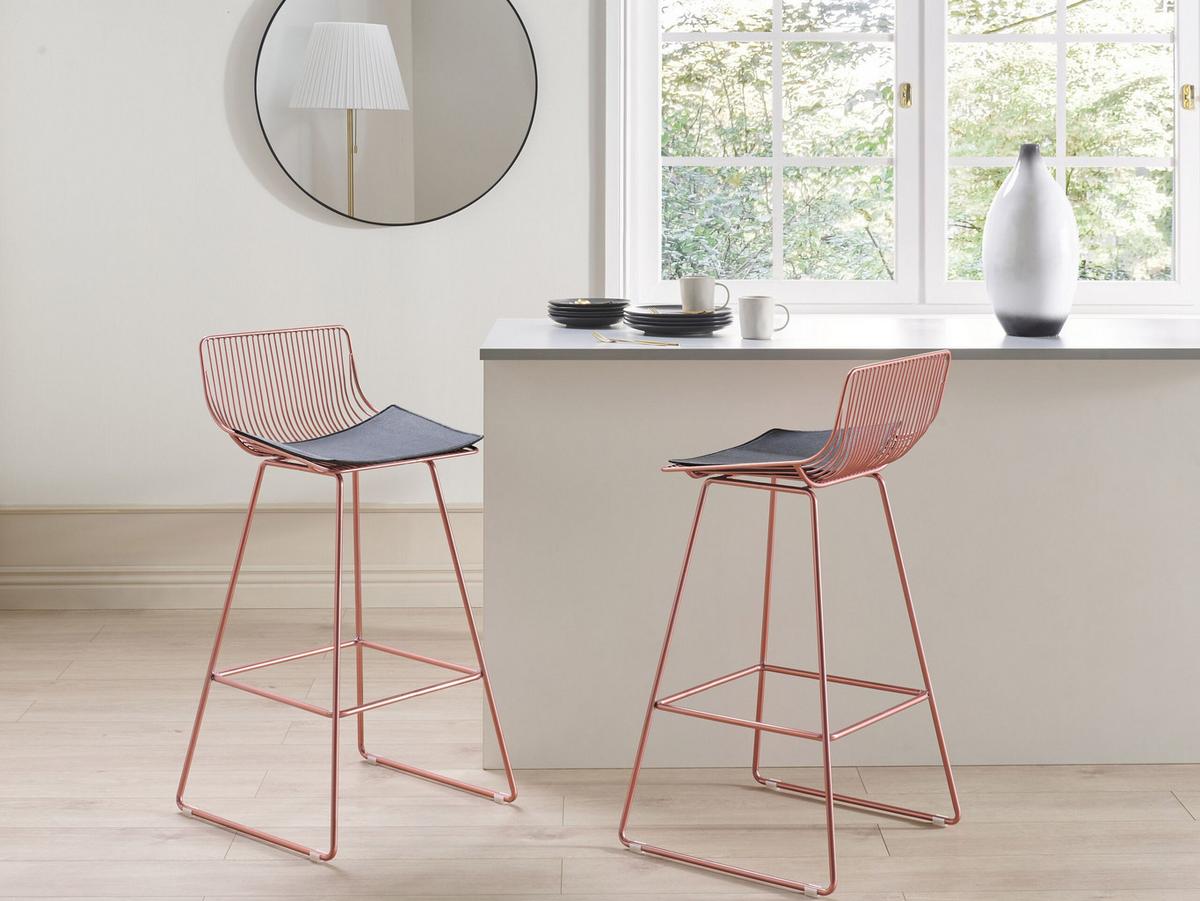 BARSTUHL 2er-Set Metall Roségold Fredonia - Roségold, Textil/Metall (50/97/49cm) - Beliani