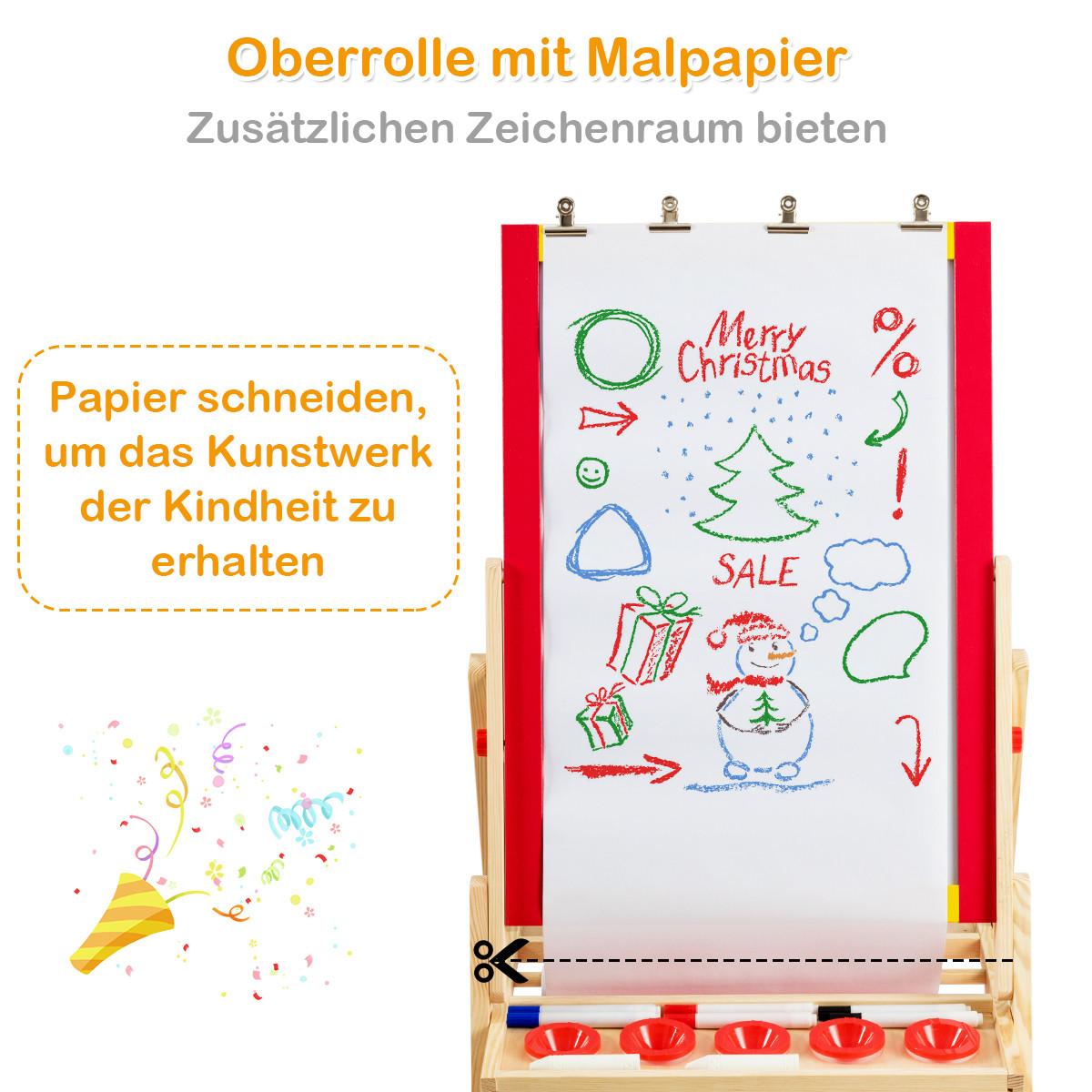 KINDERSTAFFELEI Rot - Rot, Holz (52.5/106.5/51.5cm) - COSTWAY