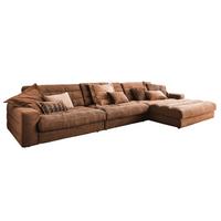 ECKSOFA XL LANA Braun Cord - Schwarz/Braun, Textil (416/205cm) - KAWOLA