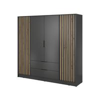 DREHTÜRENSCHRANK NELIANA 206/200/51 cm 4-türig Graphitfarben - Graphitfarben, Holzwerkstoff (206/200/51cm) - MASSENO