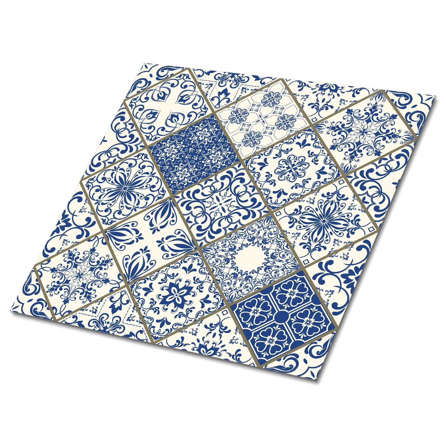 SELBSTKLEBENDE Wandfliesen 9 Stück 30x30 cm - Portugiesisches Muster - Blau, Textil (30/1.6/30cm) - TULUP