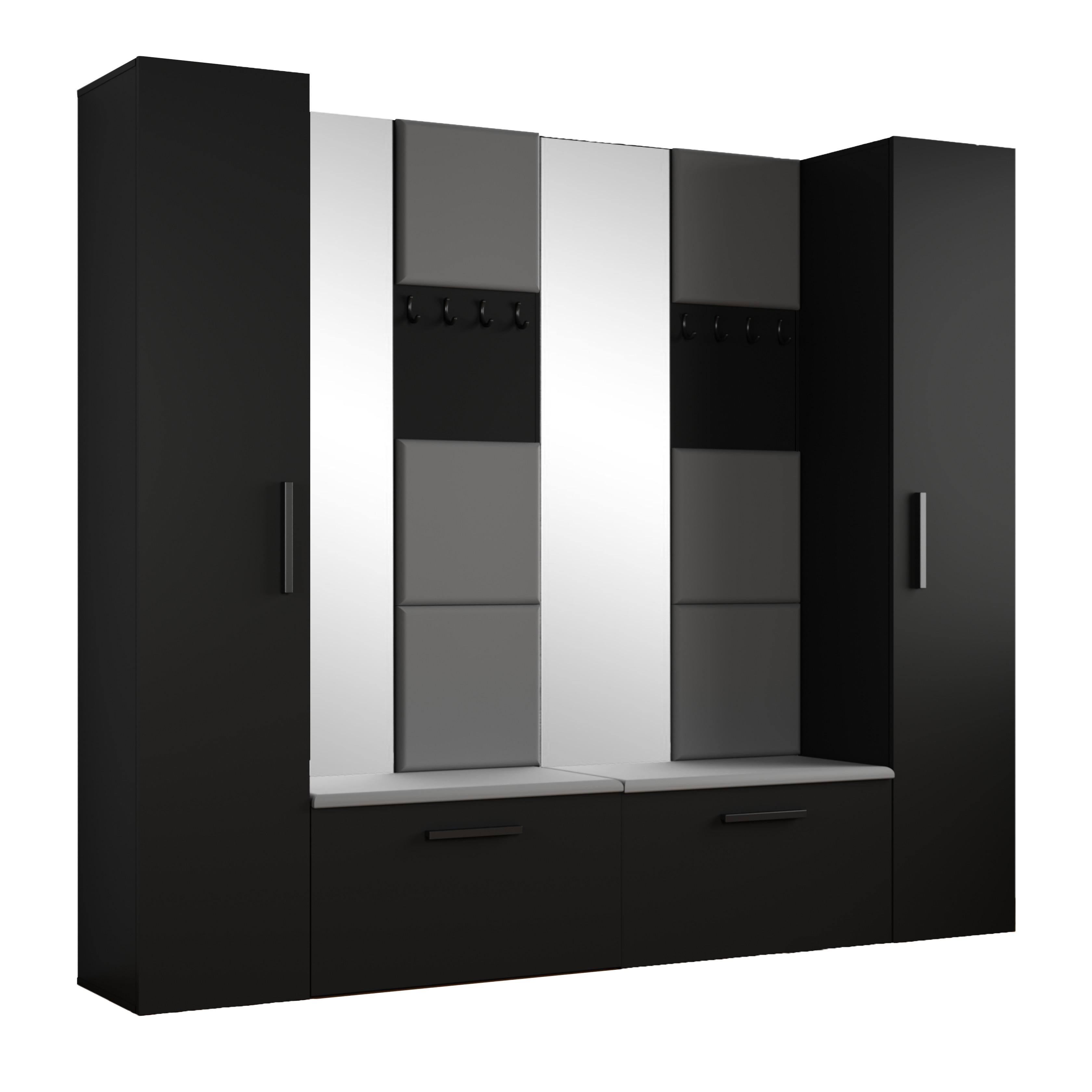 GARDEROBENSCHRANK MODULO 241,2/204/40 cm Modern Garderobe-Set Schwarz - Schwarz/Grau, Holzwerkstoff (241.2/204/40cm) - MASSENO